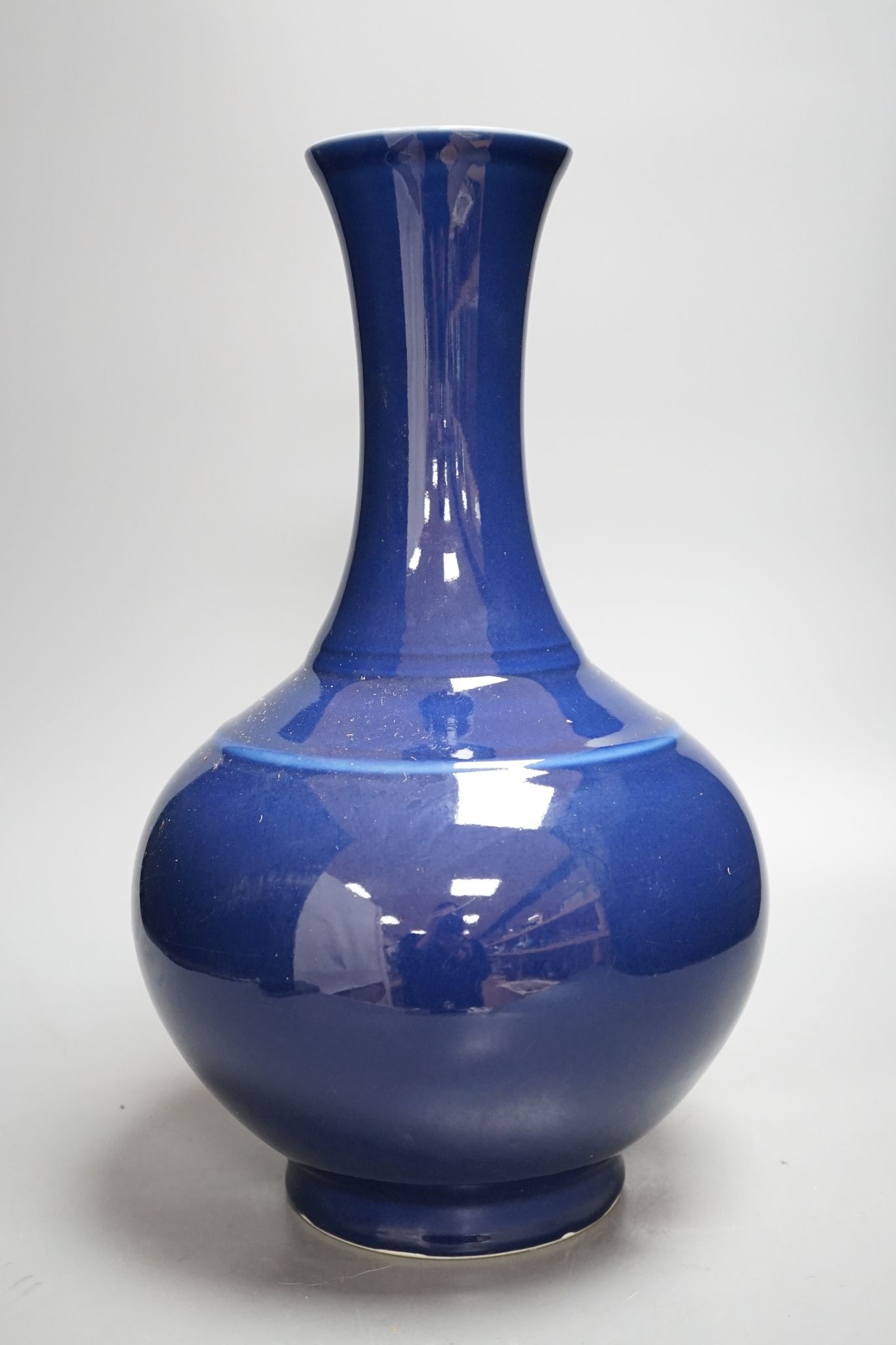 A large Chinese powder blue vase, 39cm